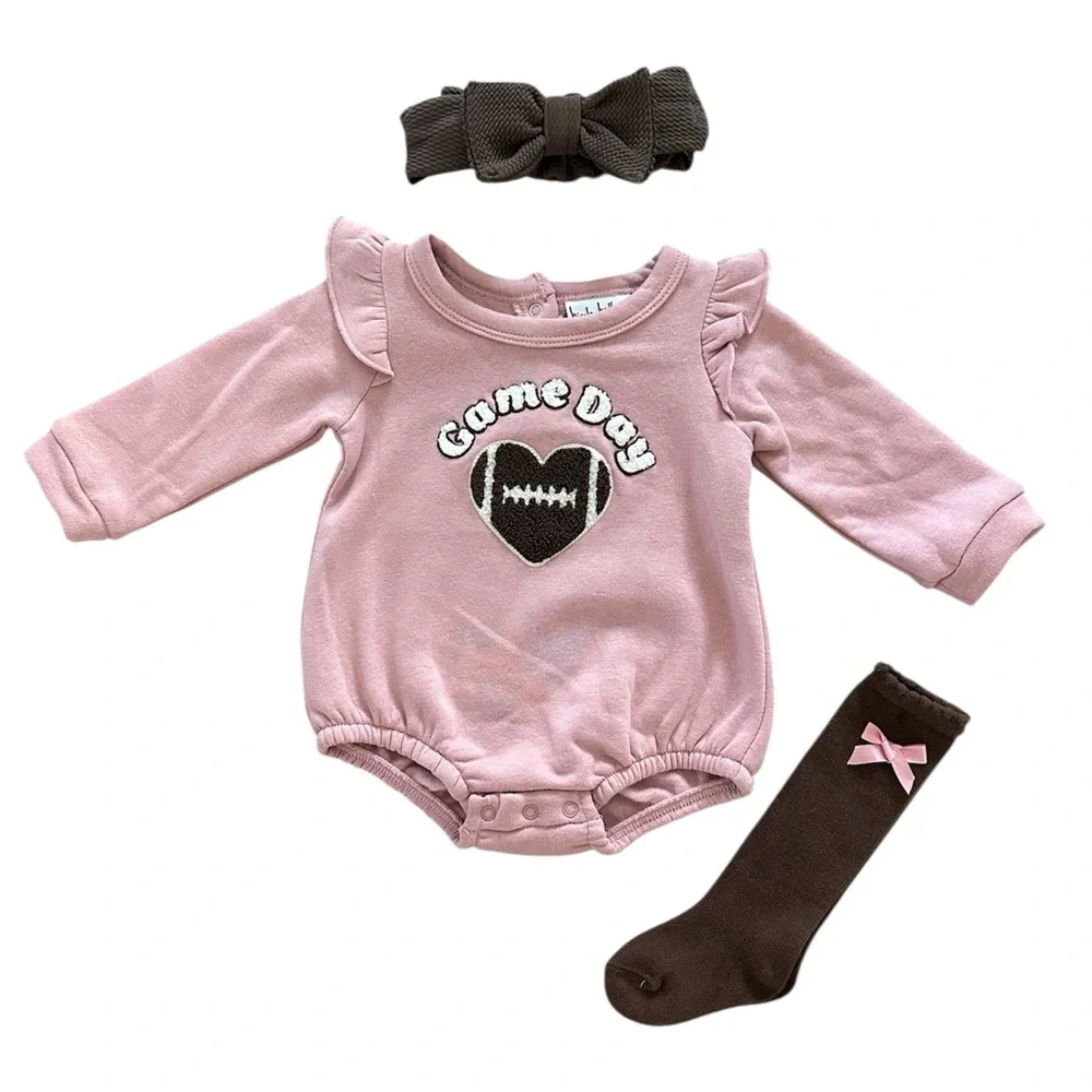 Nicole Miller New York 3 Piece Football “Game Day”Set Girls 6/9 Months 🏈 NWT